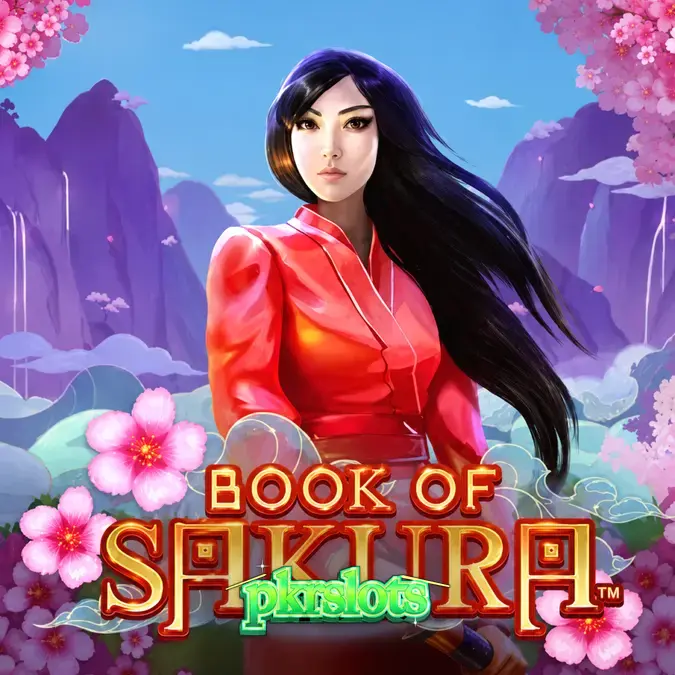 Book of Sakura اسلاٹ گیم کا ایک منظر جس میں چیری بلاسم تھیم دکھائی گئی ہے۔